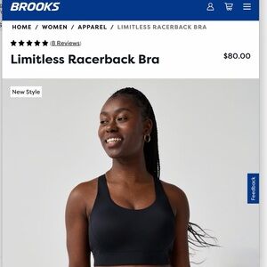 NWT Brooks Limitless Racerback Sports Bra - Black